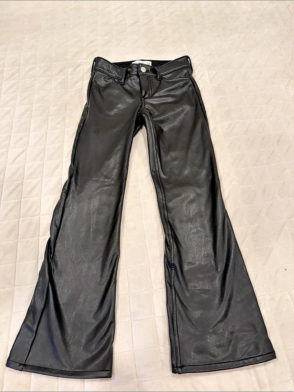 Abercrombie Kids Girls High Rise Faux Leather Flare Pants Black Girls Size 10